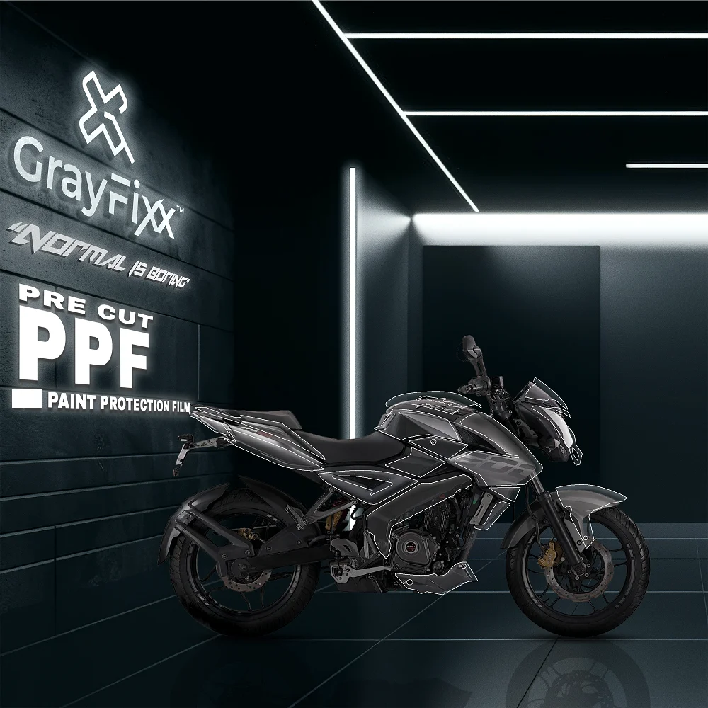 Pre-Cut PPF(Paint Protection Film) Compatible with Pulsar NS 125/160/200 | TPU(Thermoplastic Polyurethane), Water Proof, 3X Layer, Scratch Resistant